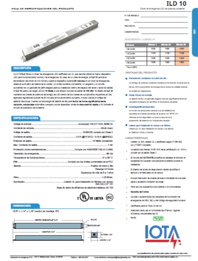 ILD 10 SPEC SHEET